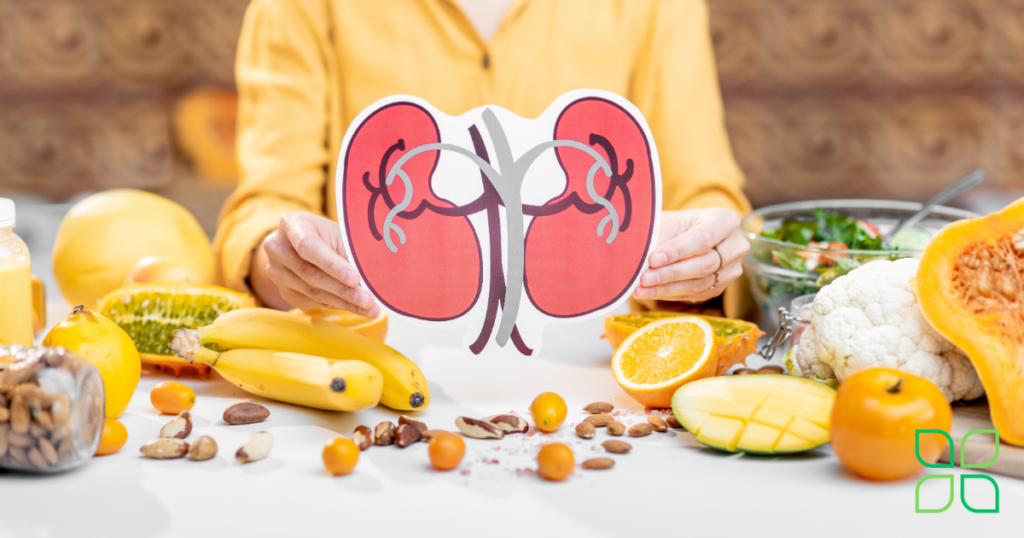 kidney health with colored fruits and vegetables