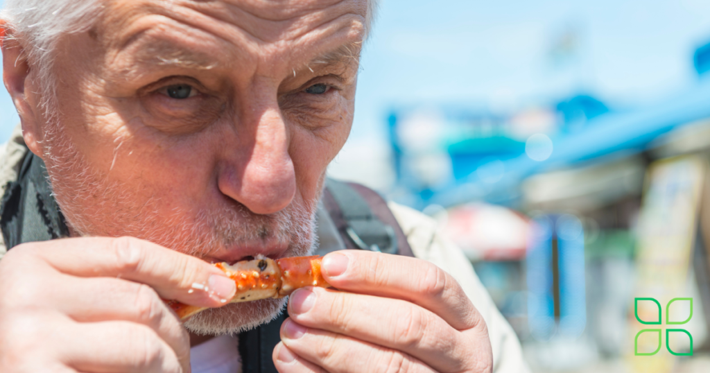 man eating crab