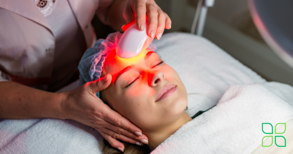 a woman enjoying her facial anti-aging laser treatment