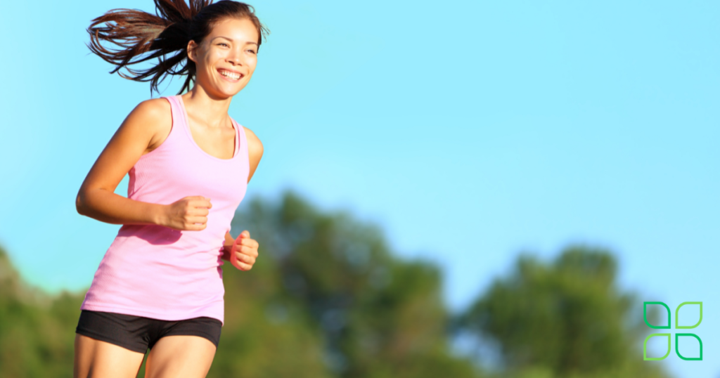 healthy, happy woman running