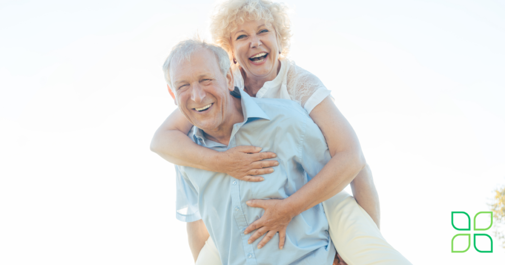 elderly couple happy and living young